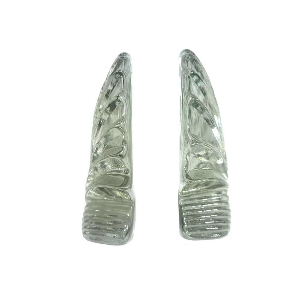 Vintage Blenko Art Glass Clear Scallop Clam Shell Bookends- Set of 2 - Picture 2 of 8